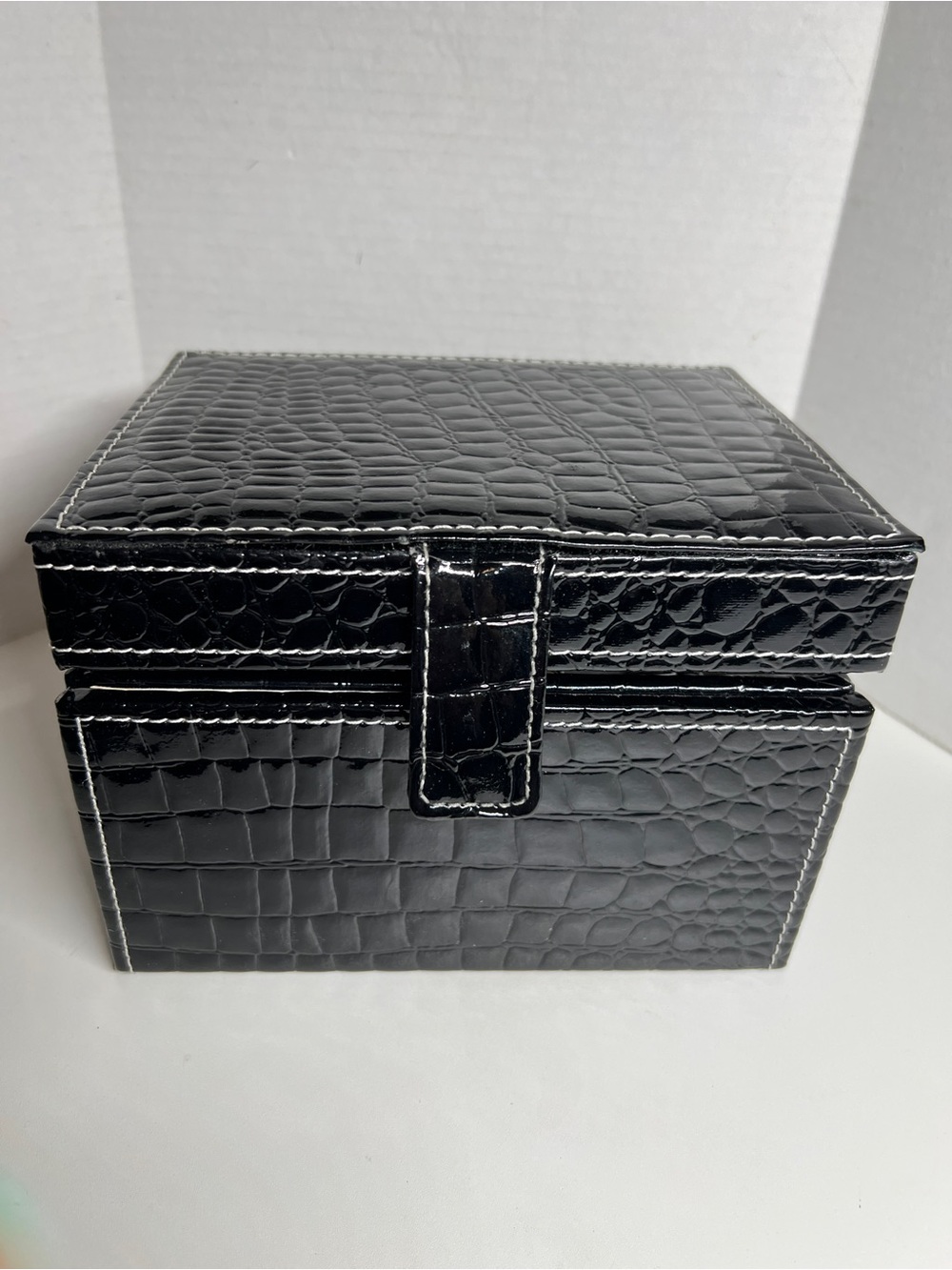 Black Croc-Embossed Jewelry & Accessory Box